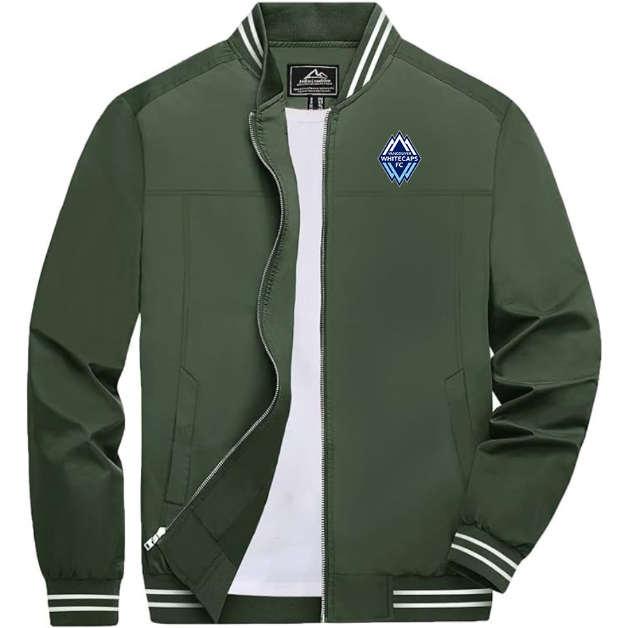 Men's Vancouver Whitecaps FC Lightweight Zip-Up Bomber Jacket  Ribbed Collar and Cuffs Outerwear